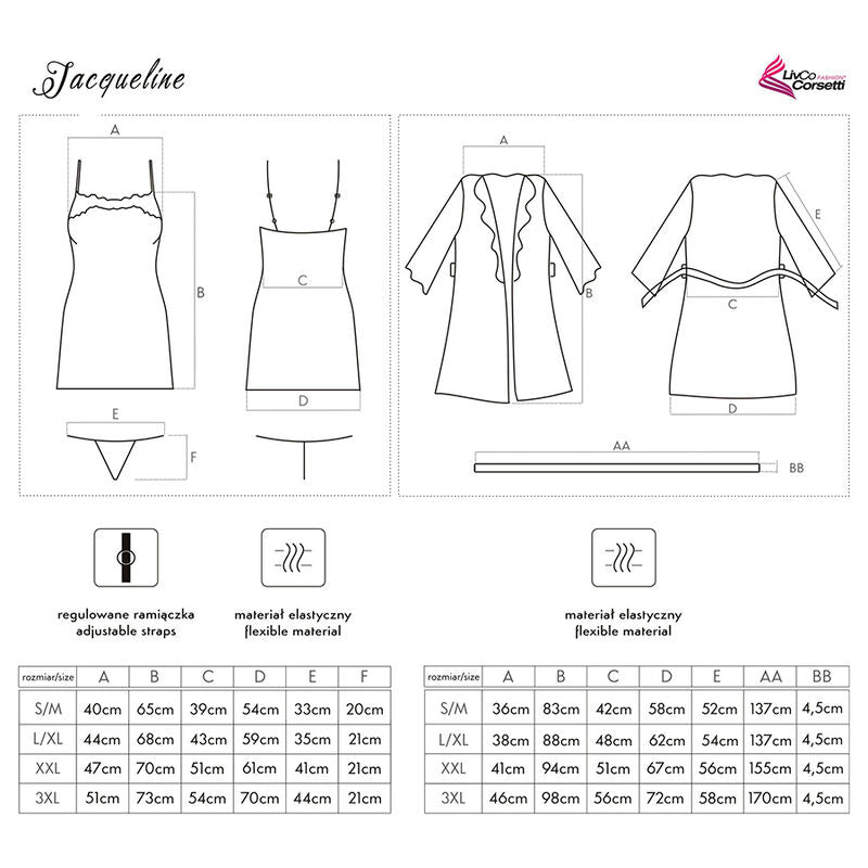 Livco corsetti fashion - jacqueline lc 90249 vestaglia + camicia + panty nero l/xl-4