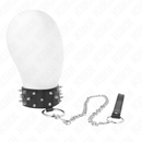 Kink - collana con guinzaglio 65 cm con borchie in argento modello 5 regolabile 36-43 cm x 5 cm-1