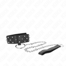 Kink - collana con guinzaglio 65 cm con borchie in argento modello 5 regolabile 36-43 cm x 5 cm-3