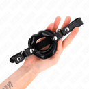 Kink - bavaglio lip 8 cm con cinturino in similpelle nera 63 x 2 cm regolabile 39-58 cm-1