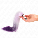 Kink - plug anale taglia s 7 x 3 cm con coda sintetica 40 cm viola-1
