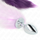Kink - plug anale taglia s 7 x 3 cm con coda sintetica 40 cm viola-3