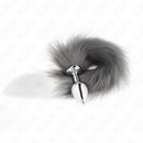 Kink - plug anale misura m 8 x 3,5 cm con coda sintetica 40 cm grigio e bianco