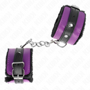 Kink - poggipolsi premium foderati in pelliccia neri con cintura viola/nera regolabile 17-29 cm x 6 cm