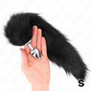 Kink - plug anale taglia s 7 x 3 cm con coda sintetica 40 cm nero