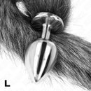 Kink - plug anale misura l 10 x 4 cm con coda sintetica 40 cm grigio