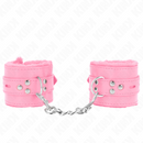 Kink - polsini imbottiti in pelliccia con fori quadri rosa e cintura rosa regolabile 17-29 cm x 6 cm