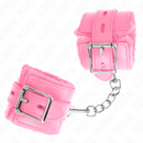 Kink - polsini imbottiti in pelliccia con fori quadri rosa e cintura rosa regolabile 17-29 cm x 6 cm