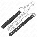 Kink - anello per pene in pelle 21,5 x 2 cm con catena in metallo da 60 cm e cinturino in pelle