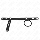 Kink - anello per pene in silicone 3,8 cm con divisore per palline e cinturino in pelle 22 x 1,5 cm