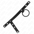 Kink - anello per pene in silicone 3,8 cm con divisore per palline e cinturino in pelle 22 x 1,5 cm