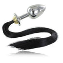 Plug pony pelo nero metallizzato anale 8.89cm-0