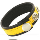 Corpo in pelle e cinturino con moschettoni - nero e giallo-0