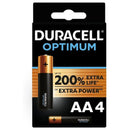 Duracell - optimum 200 batteria alcalina aa lr6 4 unit