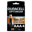 Duracell - batteria alcalina optimum 200 aaa lr03 4 unit