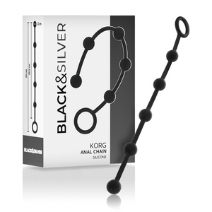 Black&silver - korg rosario anale iniziazione in silicone 21 cm
