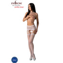 Passion - s027 medias con liguero blanco talla unica