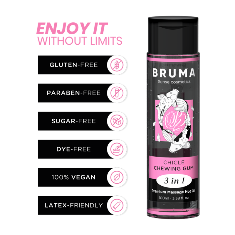 Bruma - olio da massaggio premium effetto calore sapore gomma 3 in 1 - 100 ml