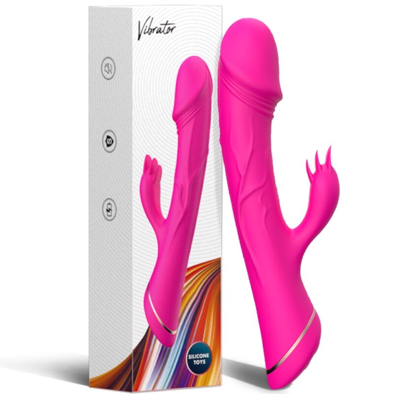 Armony - dildo vibratore coniglio in silicone fucsia-5