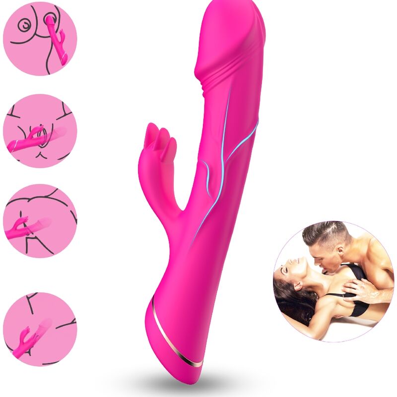 Armony - dildo vibratore coniglio in silicone fucsia-1