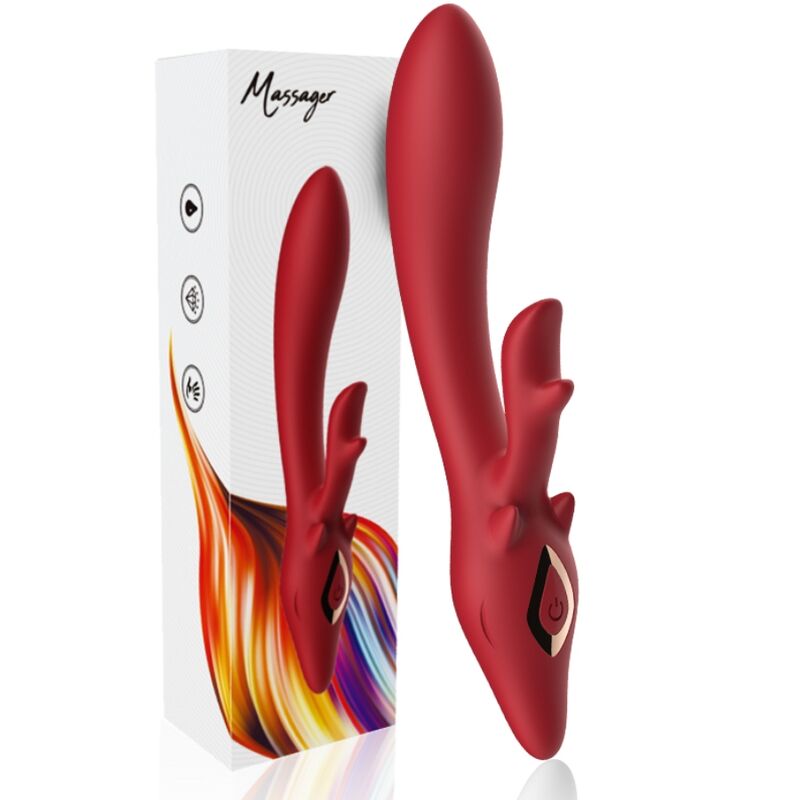 Armony - vibratore elk rabbit curvo rosso-4