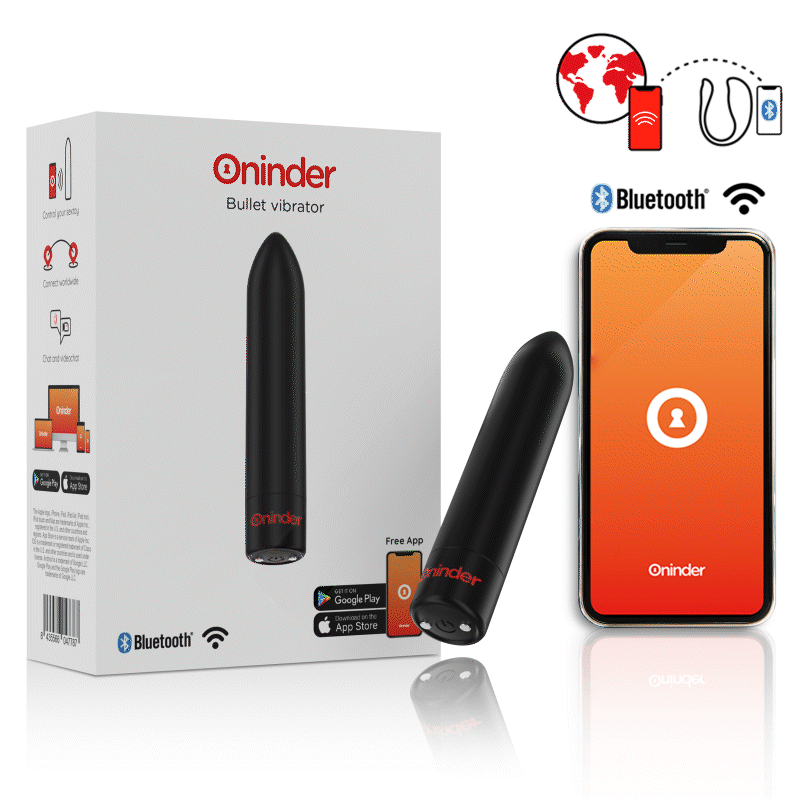 Oninder - berlin vibratore bullet nero 9 modalitÀ 8,5 x 2 cm - app gratuita
