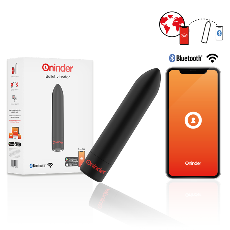 Oninder - berlin vibratore bullet nero 9 modalità 8,5 x 2 cm - app gratuita-1