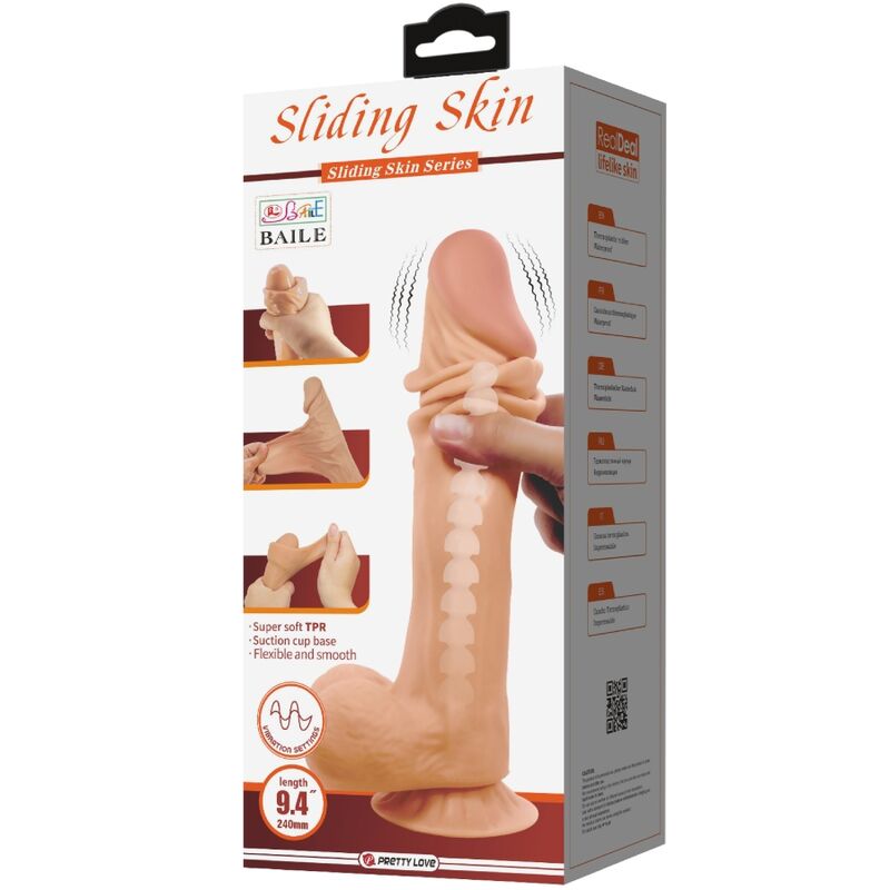 Pretty love - dildo realistico sliding skin series con ventosa scorrevole della pelle controllo remoto flesh 24 cm-1