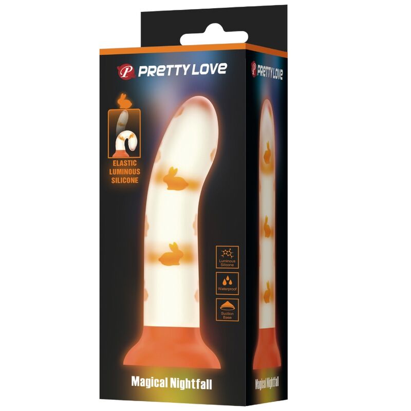 Pretty love - dildo magico nightfall senza vibrazioni arancio luminoso-3