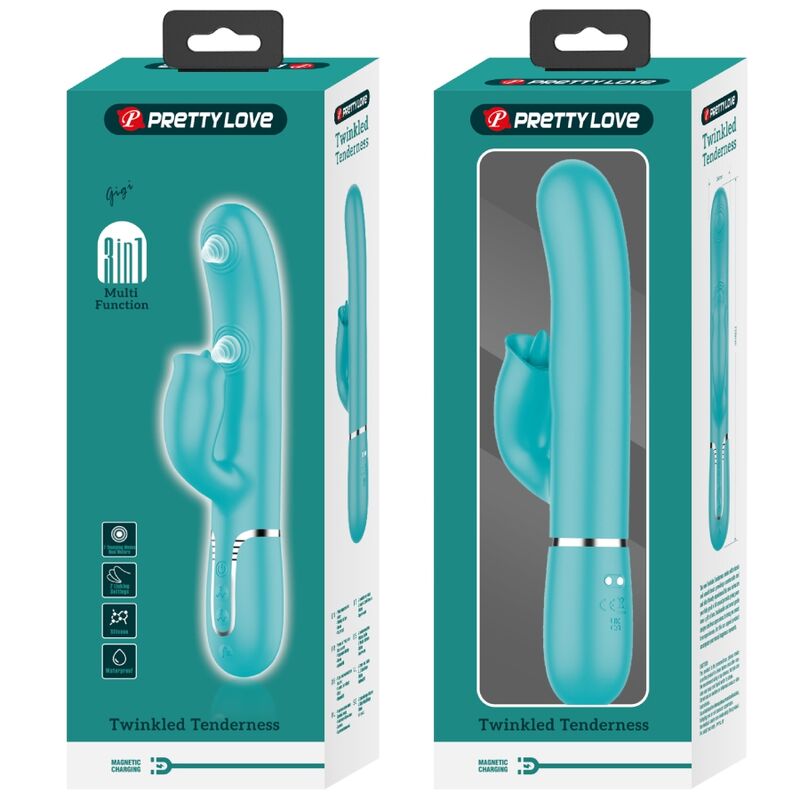 Pretty love - vibratore coniglio con leccatura verde acqua-3