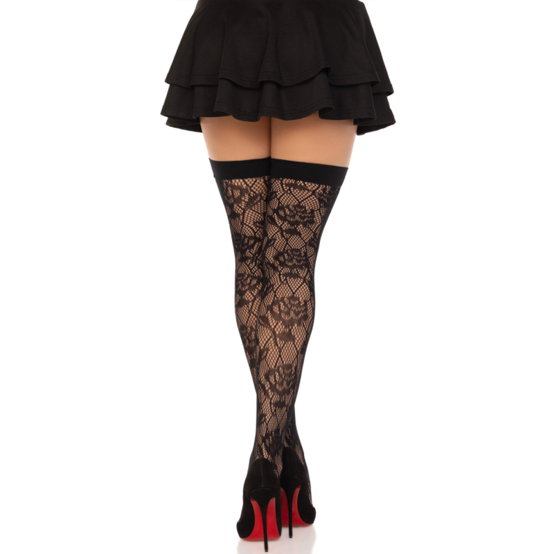 Leg avenue - rose selvatiche net stock nero-1