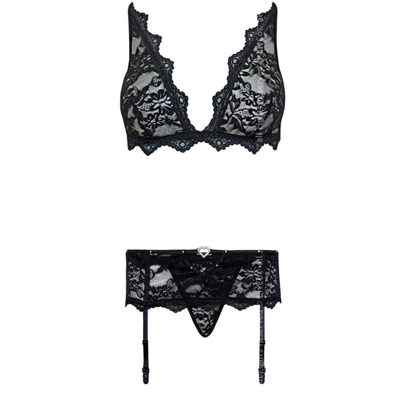 Livco corsetti fashion - belita lc 90231 reggiseno + slip + reggiseno nero s/m-4