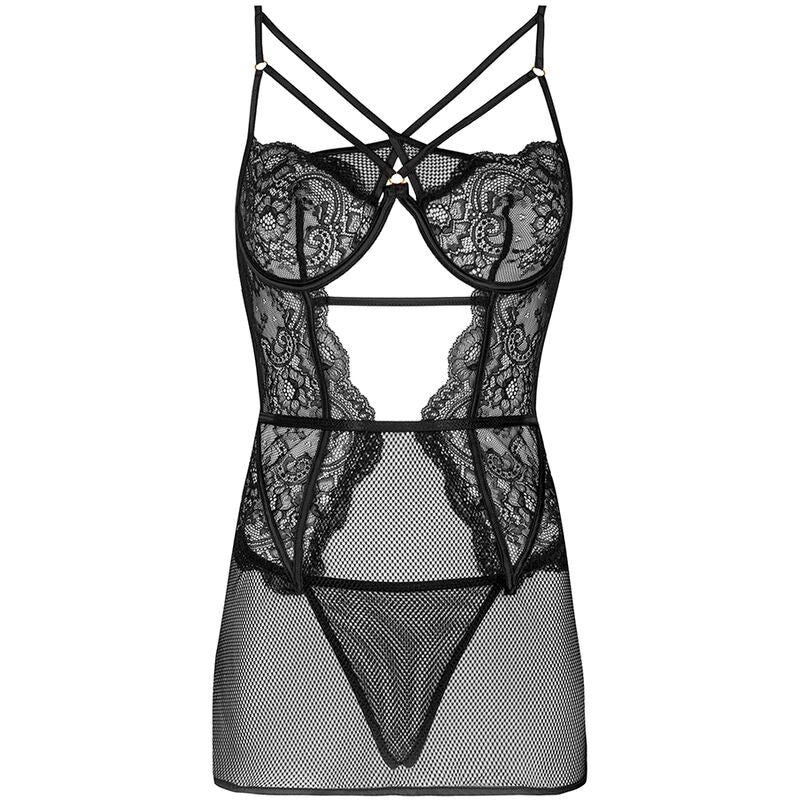 Livco corsetti fashion - camicia + slip baririn lc 90633 nero-2