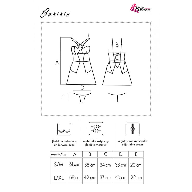 Livco corsetti fashion - baririn lc 90633 camicia + panty nero l/xl-4