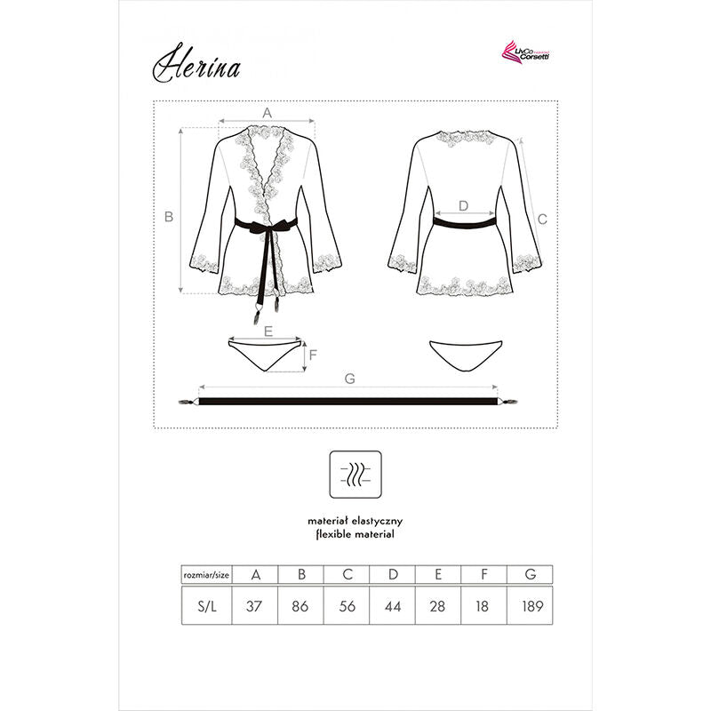 Livco corsetti fashion - herina lc xg056 vestaglia + slip nero taglia unica-2