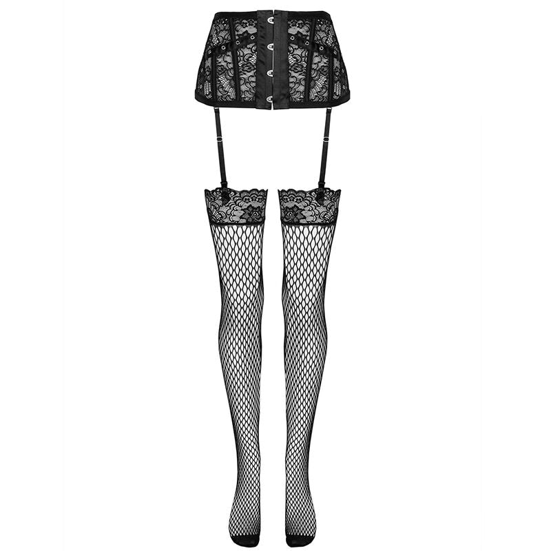 Livco corsetti fashion - reggisegriglie + calze nero l/xl-3