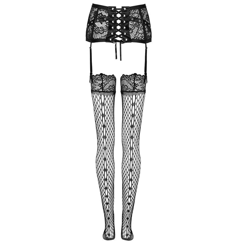 Livco corsetti fashion - reggisegriglie + calze nero l/xl-4