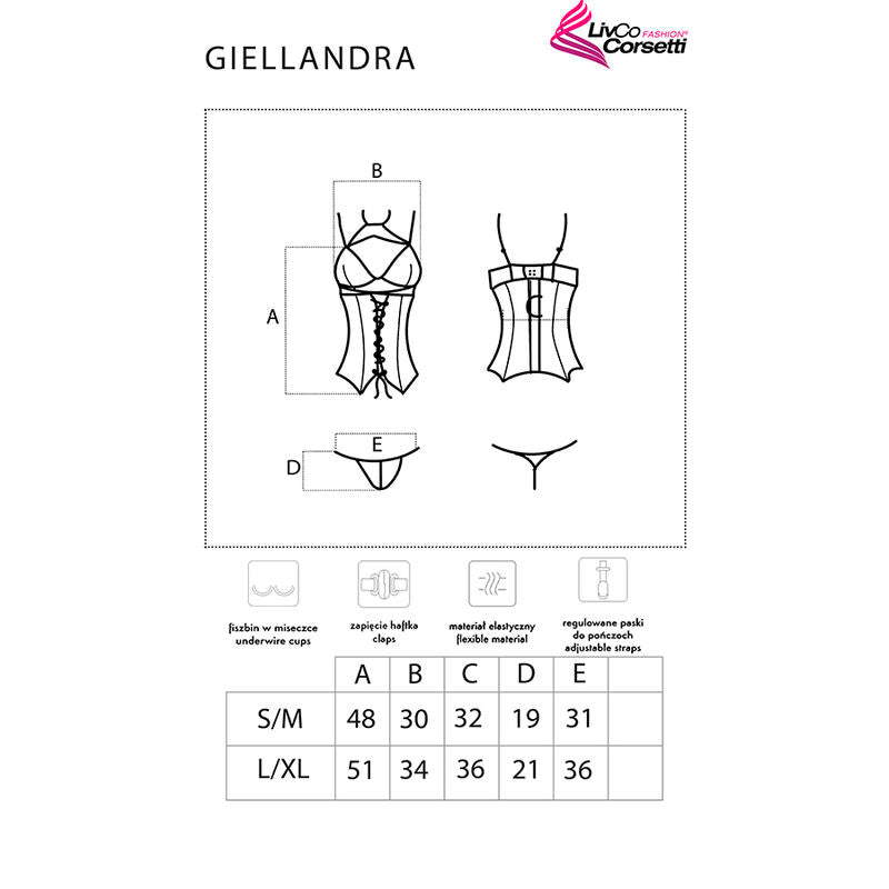 Livco corsetti fashion - giellandra for the senses collezione corsetto + panty nero l/xl-4