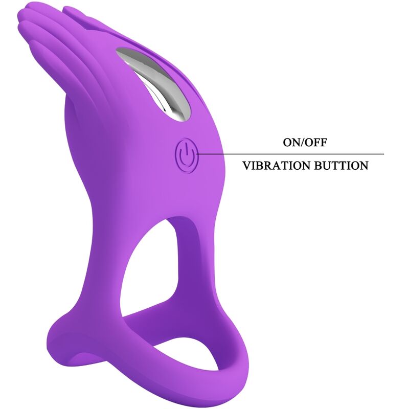 Pretty love - anello per pene vibrante 7 vibrazioni in silicone viola-5