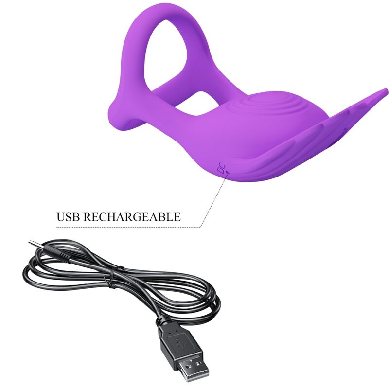 Pretty love - anello per pene vibrante 7 vibrazioni in silicone viola-7