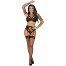 Livco corsetti fashion - pojzon lc 90670 reggiseno + reggiseno + calze + slip nero