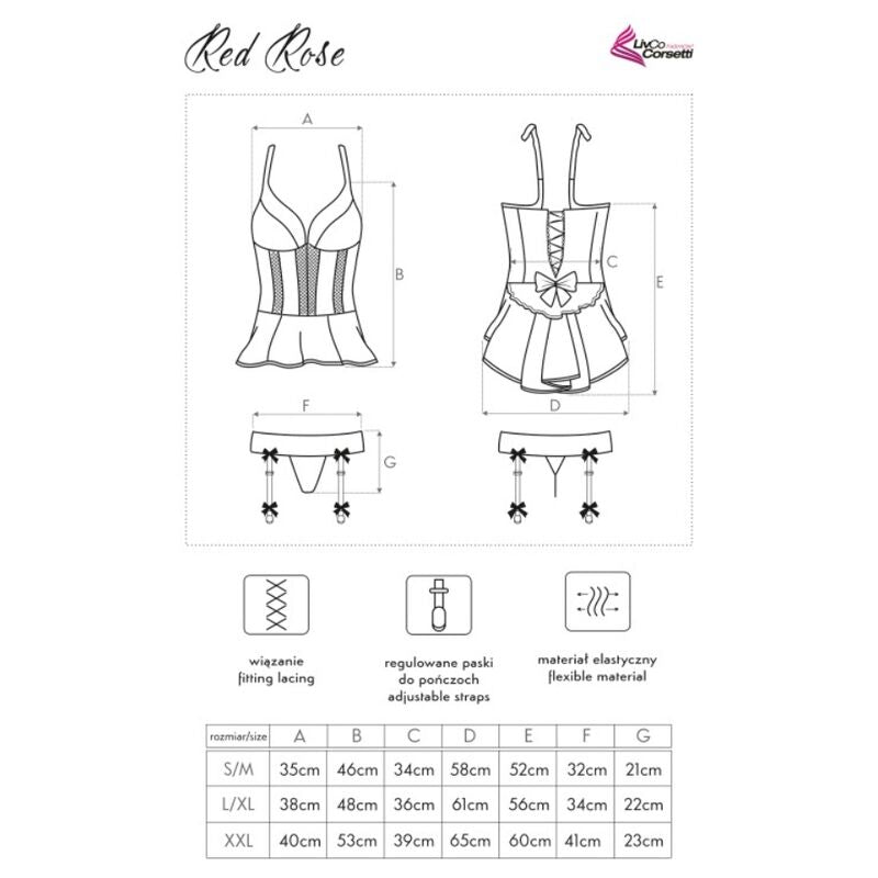 Livco corsetti fashion - red rose lc 90130 corsetto + slip rosso l/xl-2