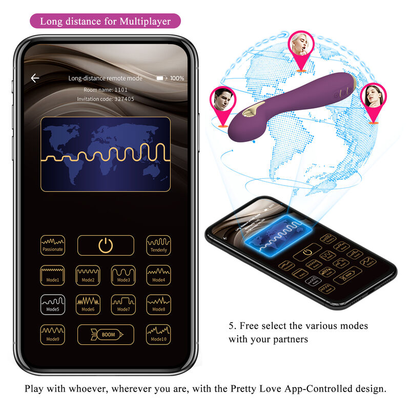 Pretty love - vibratore elettroshock hector by app control viola-11