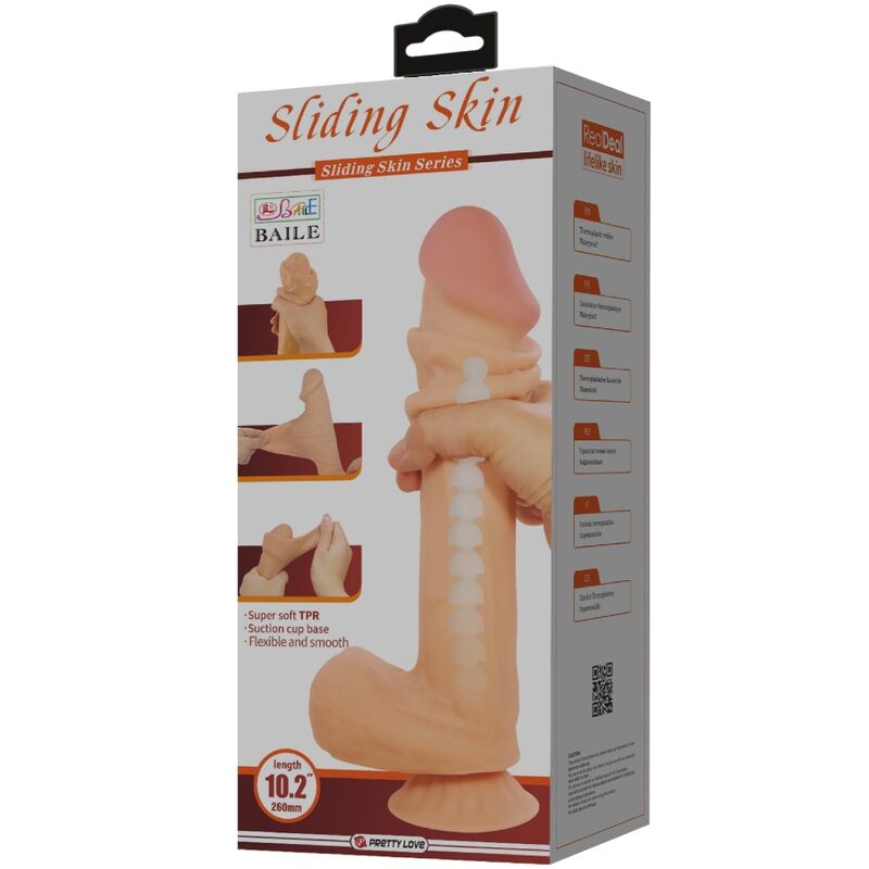 Pretty love - dildo realistico sliding skin series con ventosa scorrevole della pelle flesh 26 cm-6