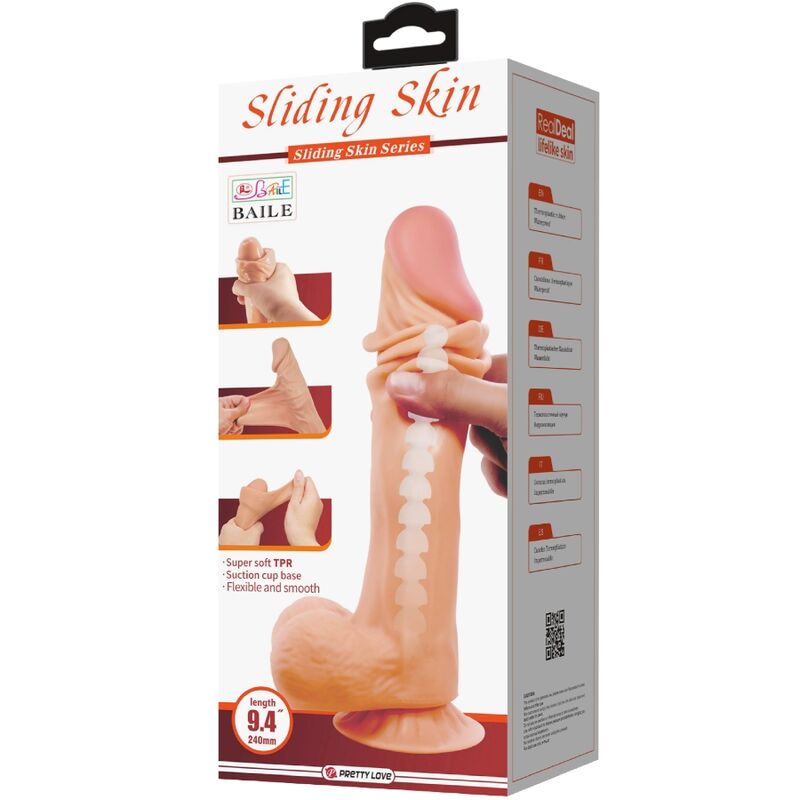 Pretty love - dildo realistico sliding skin series con ventosa scorrevole della pelle 24 cm-5