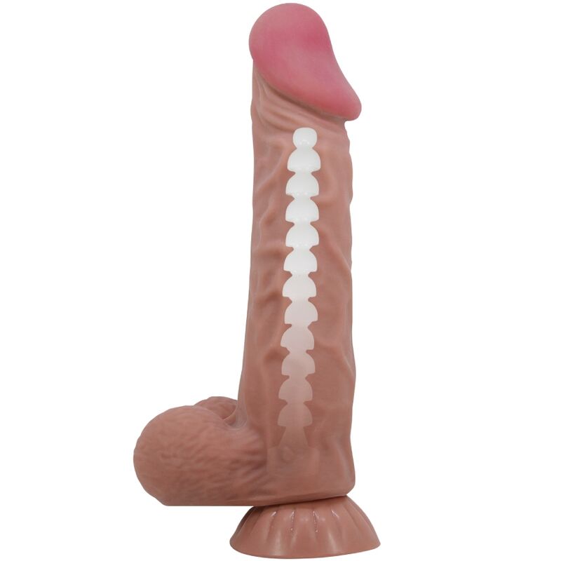 Pretty love - dildo realistico sliding skin series con ventosa scorrevole della pelle marrone 24 cm-3