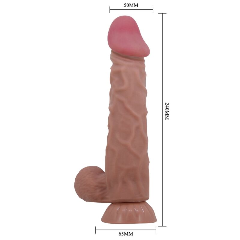 Pretty love - dildo realistico sliding skin series con ventosa scorrevole della pelle marrone 24 cm-4