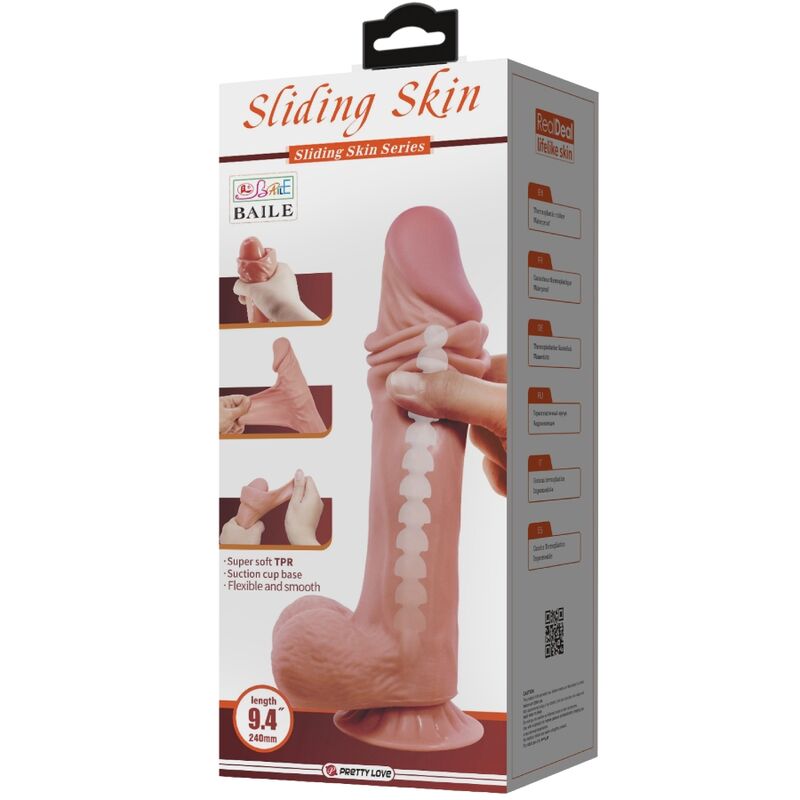 Pretty love - dildo realistico sliding skin series con ventosa scorrevole della pelle marrone 24 cm-5