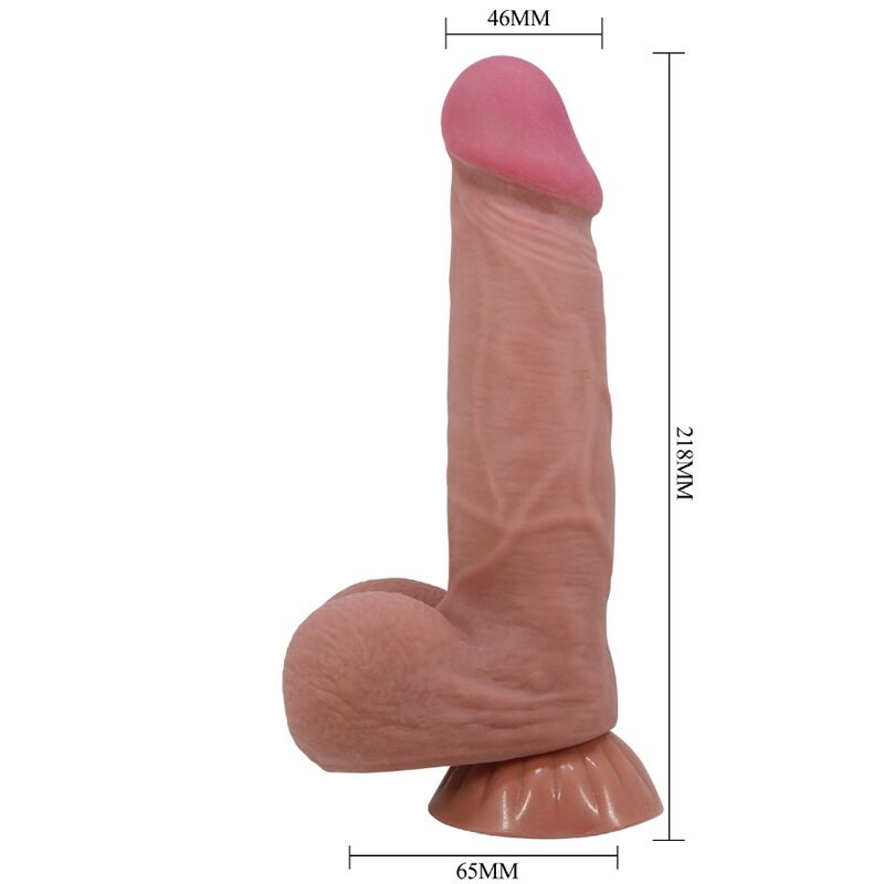 Pretty love - dildo realistico serie sliding skin con ventosa scorrevole in pelle marrone 21,8 cm-5