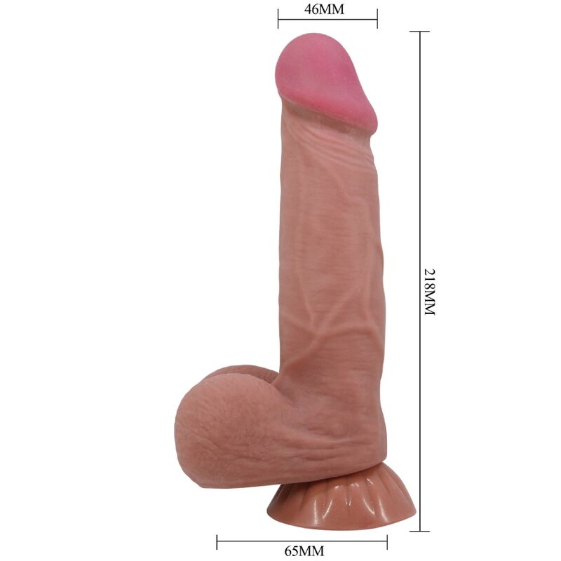 Pretty love - dildo realistico serie sliding skin con ventosa scorrevole in pelle marrone 20,6 cm-5